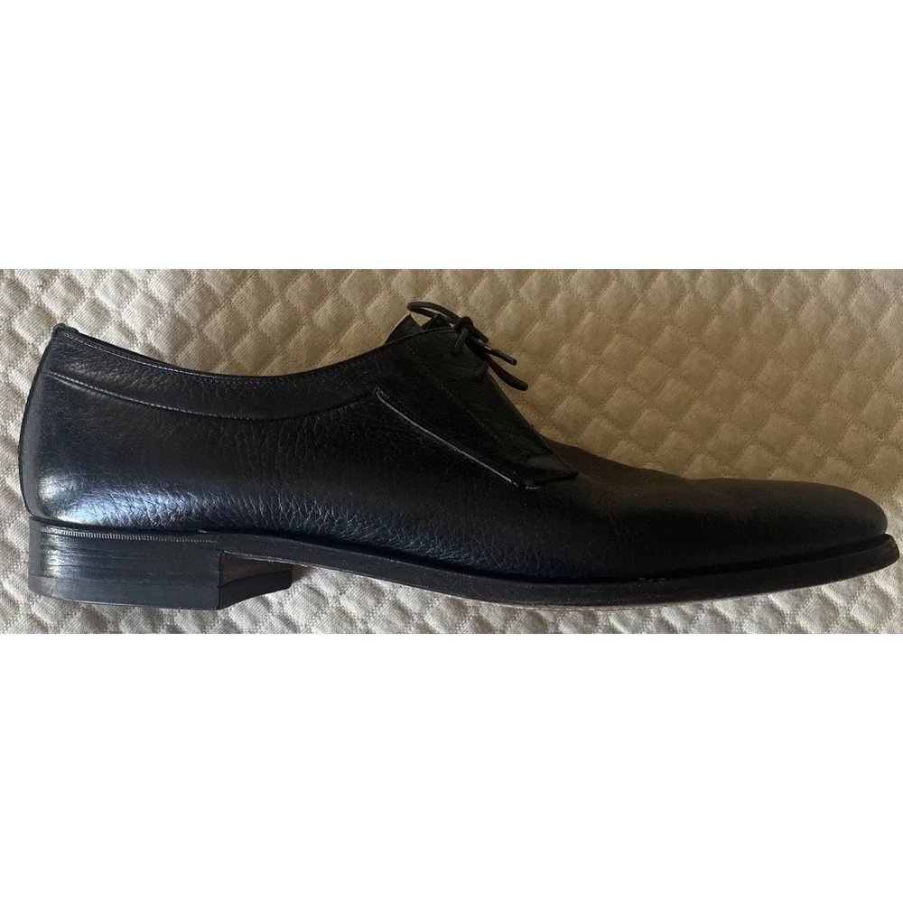 Nettleton‎ VTG Black Pebble Grain Leather Plain Toe Derby Oxford Shoes Mens 9